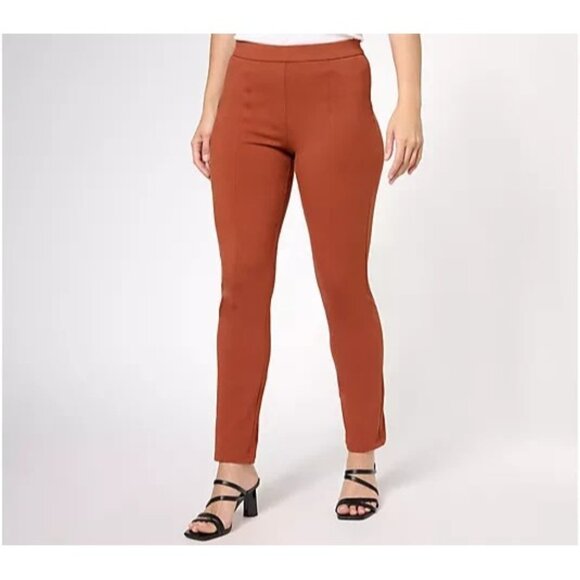 Susan Graver  Stretch Slim-Leg Ankle Trousers Dark Spice Petite XL A610538 - Picture 1 of 3